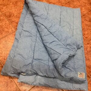 Vintage Ralph Lauren Denim Comforter Twin Blue Quilted Flag Logo